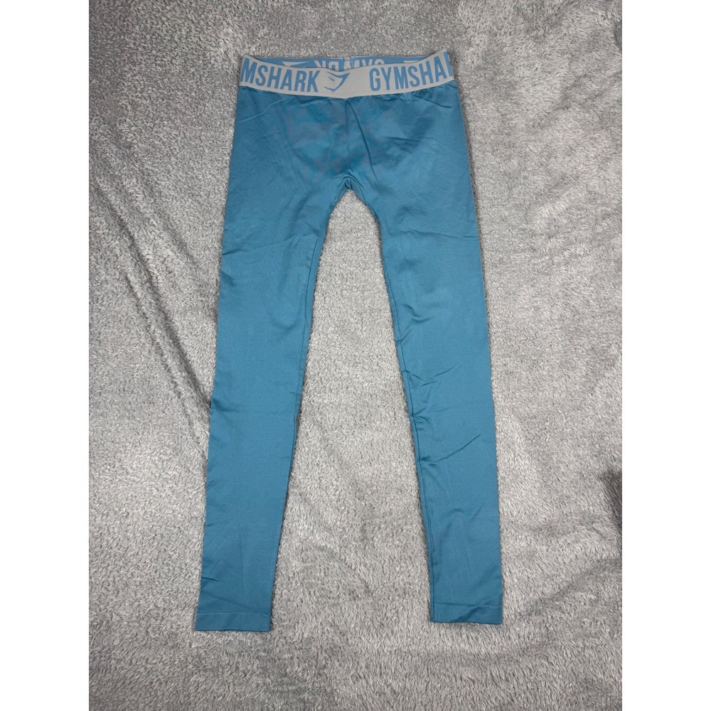 Gymshark‎ Flex Leggings Womens S Teal BlueSeamless Logo Waistband Active